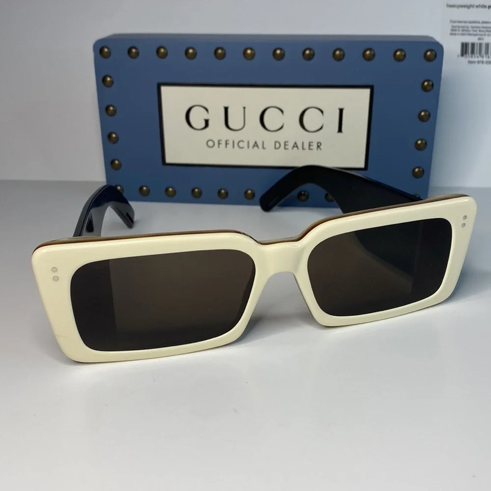 New GUCCI Acetate Rectangular Flap GG0543S Sunglasses White Black